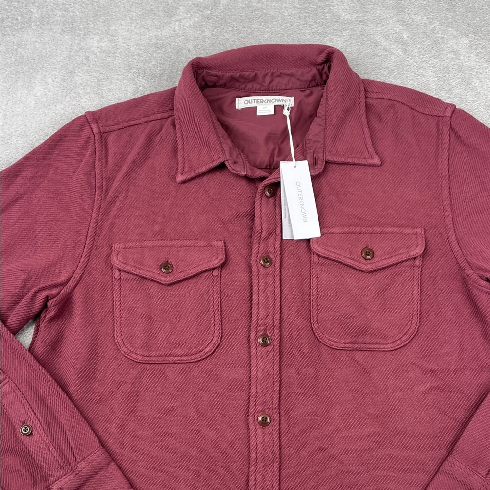 NEW Outerknown S 100% Organic Cotton Red Maroon Blanket Shirt Shacket